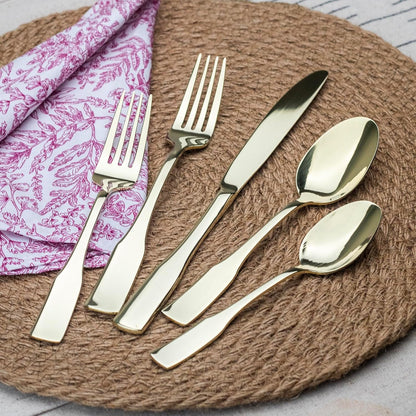 Alata Kate Champagne Gold Mirror 40-Piece Silverware Set,Service for 8,Stainless Steel Flatware
