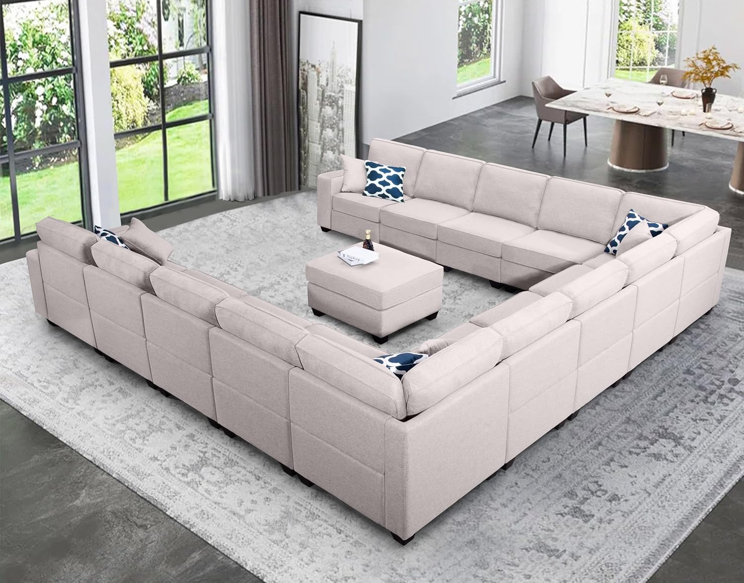 L Lengend Vansen Modular Sectional Sofa U Shaped Couch with Ottoman Modern Reversible Corner