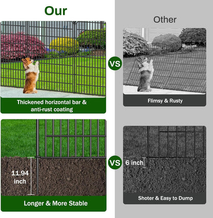 No Dig Decorative Garden Fence 5 Panels, 40 in (H) x 11.8 ft (L), Dog Fence Outdoor for Yard