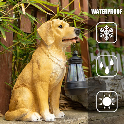 Garden Dog Statues Outdoor Decor, Solar Lights Outdoor Statue Outdoor Decorations Solar Dog