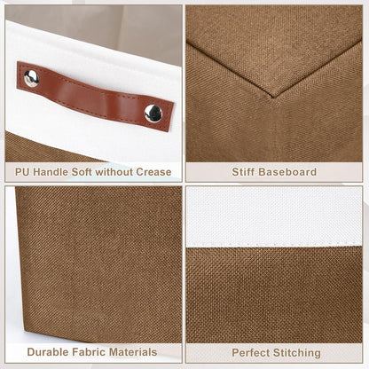 Collapsible Fabric Storage Cubes 11x11 Cube Storage Bins, 4 Pack Closet Baskets Box with Handles