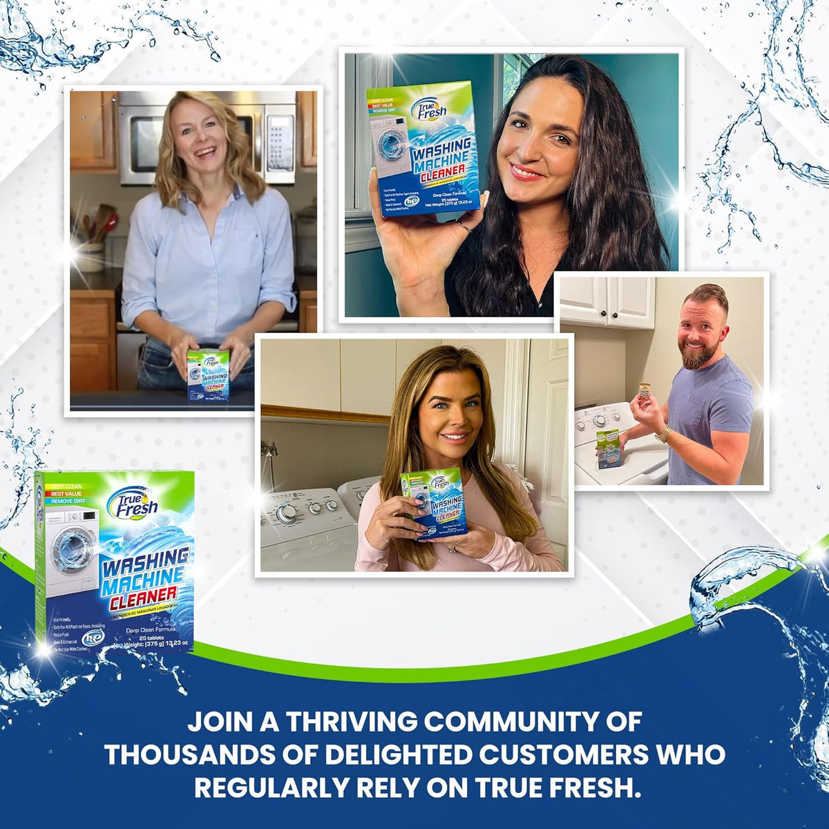 True Fresh Washing Machine Cleaner Tablets – 25-Pack Deep Cleaning for Front Loader, Top Load & HE