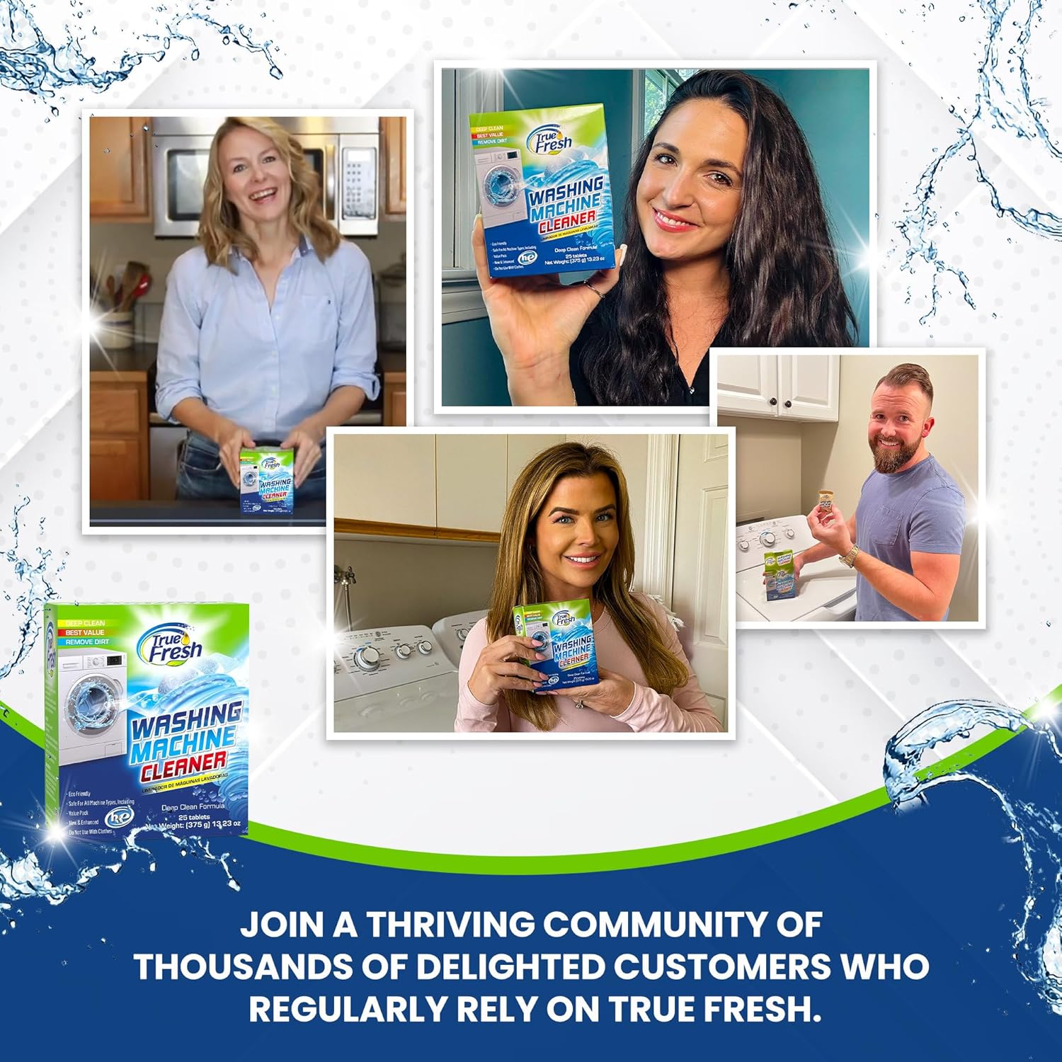 True Fresh Washing Machine Cleaner Tablets – 25-Pack Deep Cleaning for Front Loader, Top Load & HE