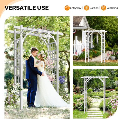 VINGLI Garden Arbor, PVC Wedding Arch for Ceremony Party, Garden Trellis for Climbing Plants