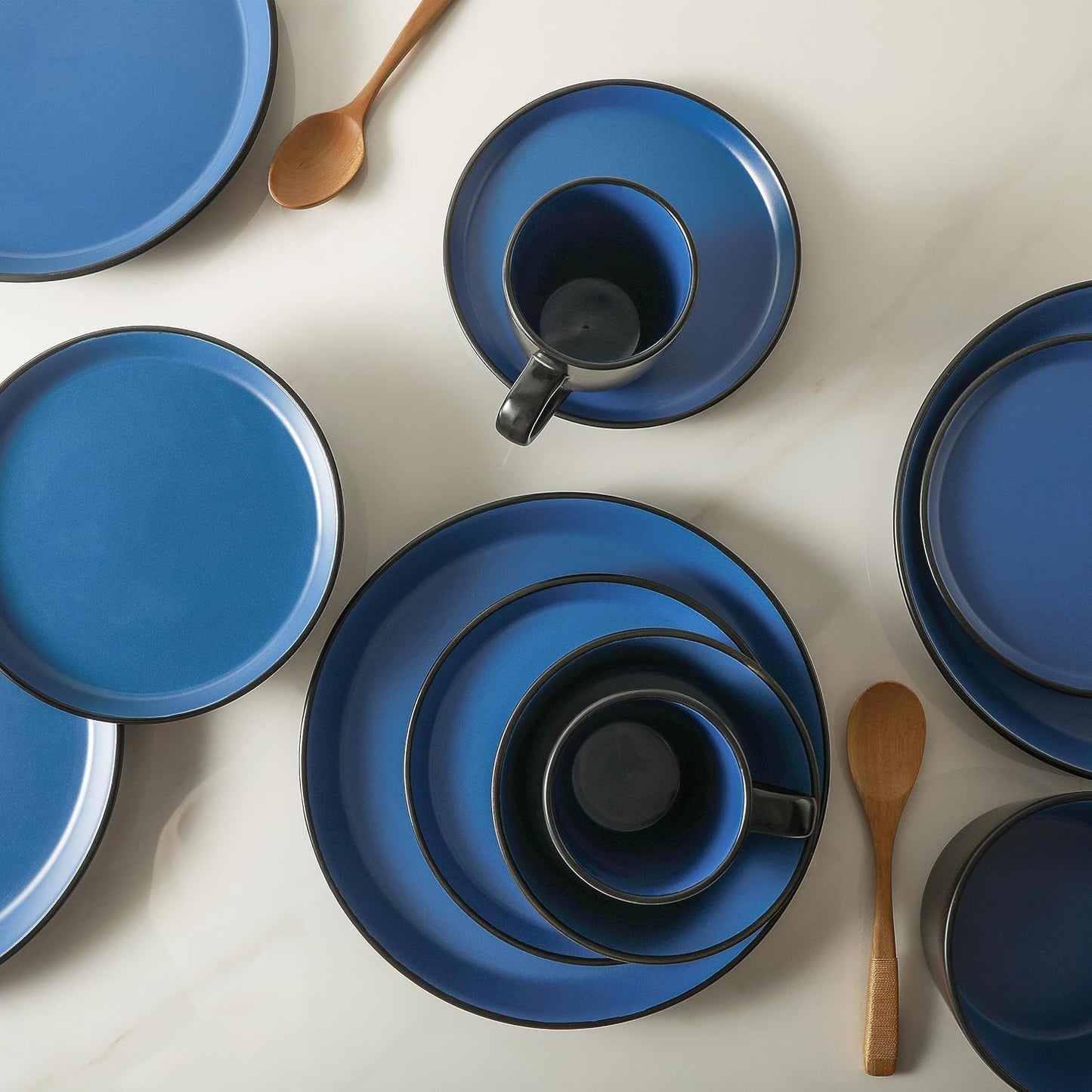 Stone Lain Albie Stoneware 16-Piece Modern Dinnerware Set, Kitchen Plates and Bowls Sets, Dish Set