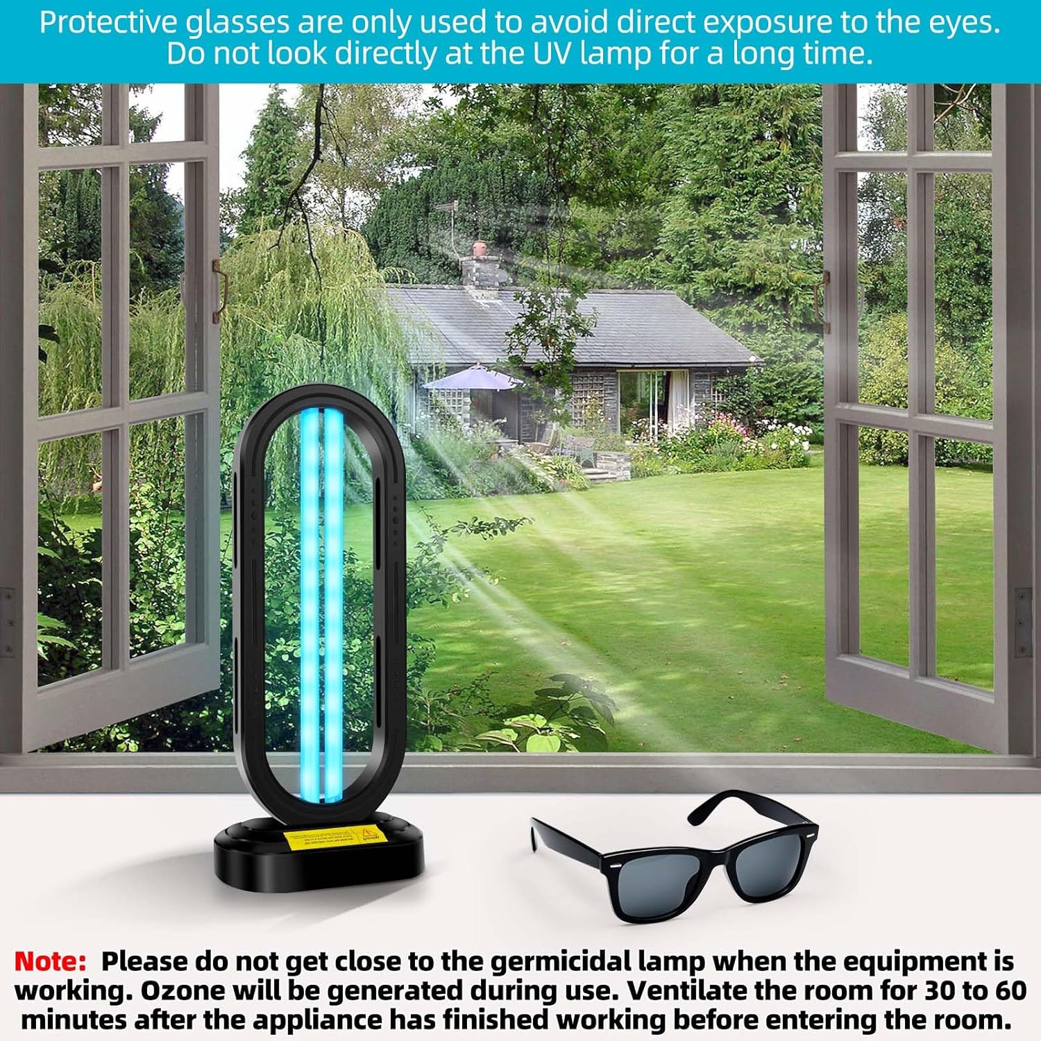 UV Light Sanitizer,4-Speed Timing and Remote Control UVC Home Disinfection Device,Portable