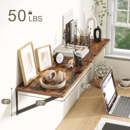 Fun Memories 20 Inch Floating Shelves, Deep Wall Shelves for Kitchen, 20 x 10 Floating Shelf for