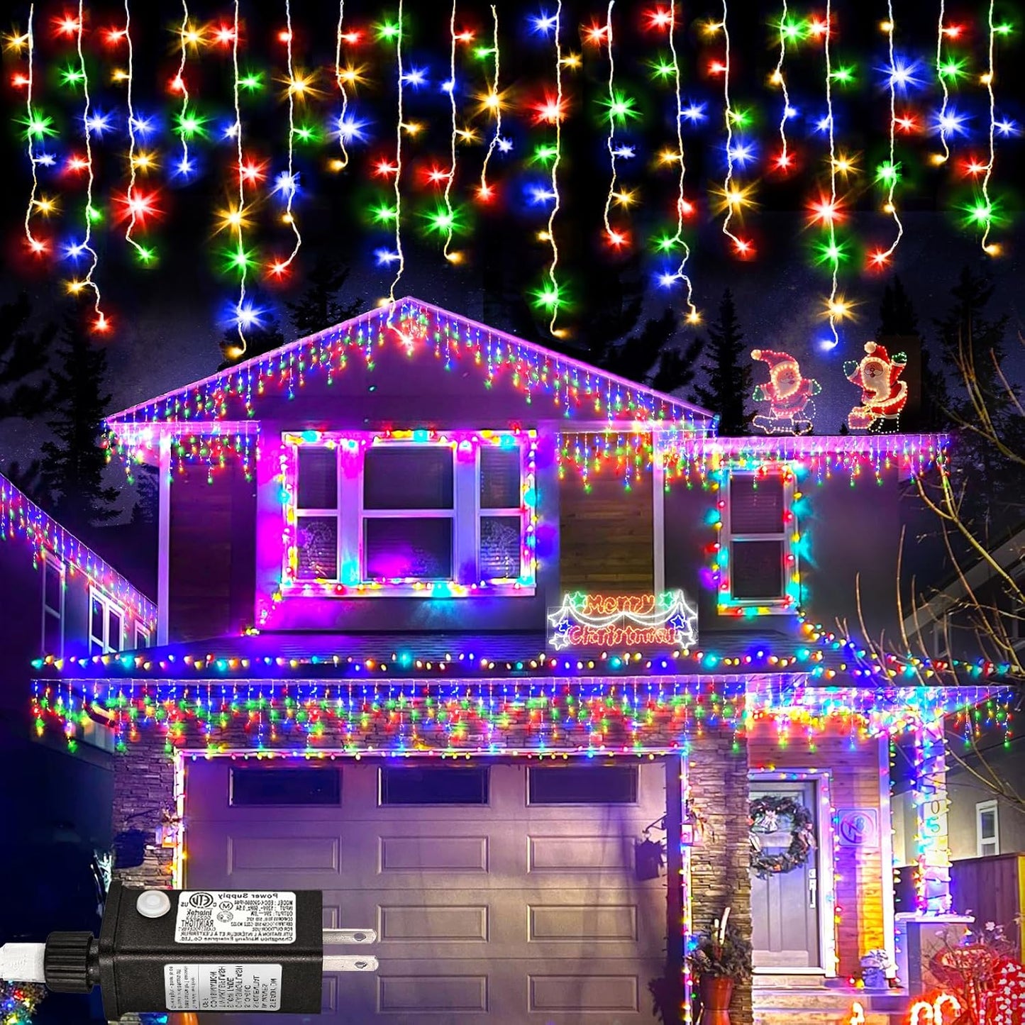Colored Christmas Lights Outdoor, 33ft 400 LED Icicle Lights for Outside House with Connectable