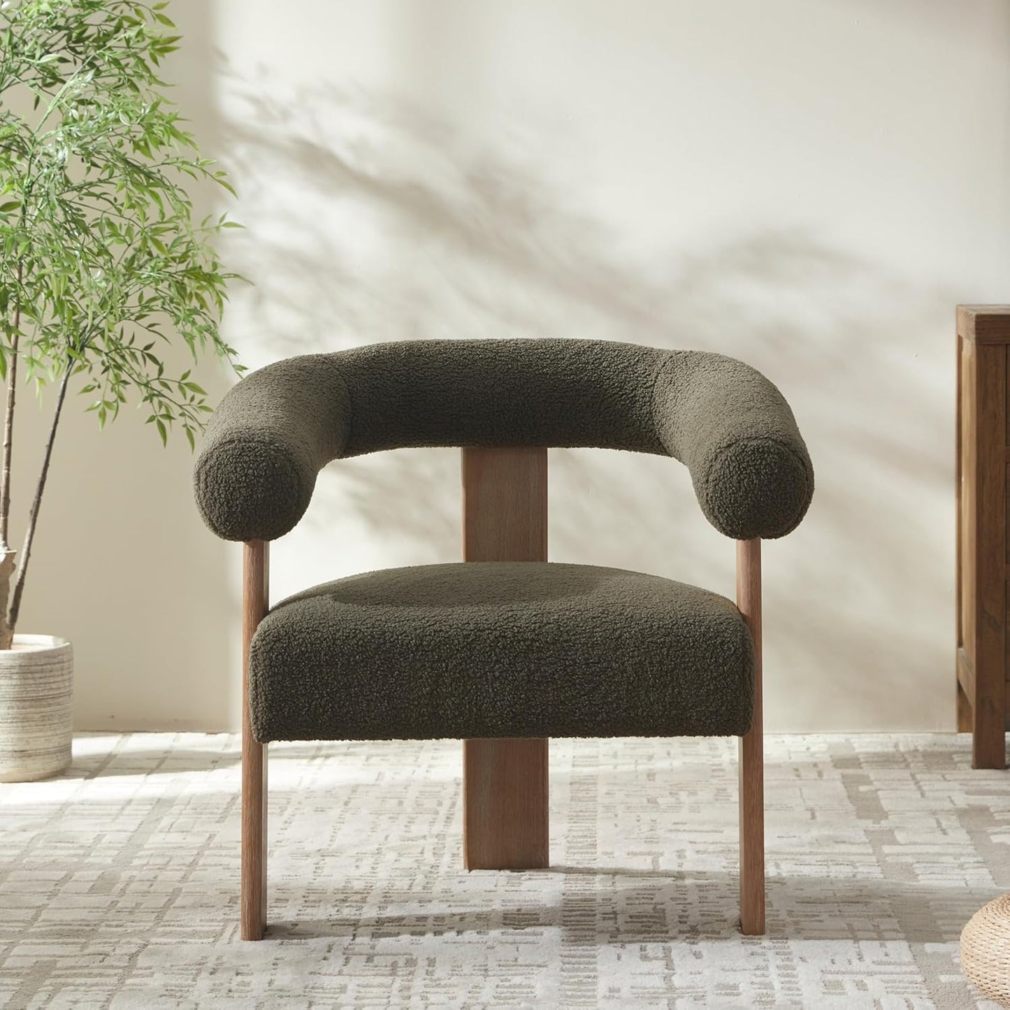 VKNOW Accent Chairs Living Room Chairs, Modern Upholstered Armchair with Solid Wood Legs, Comfy