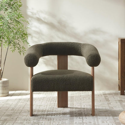 VKNOW Accent Chairs Living Room Chairs, Modern Upholstered Armchair with Solid Wood Legs, Comfy