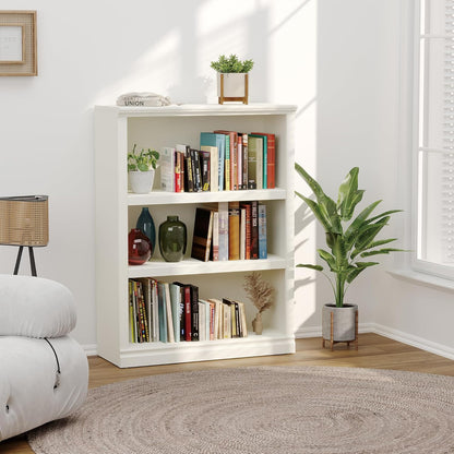 43 in Tall Bookcase, 3-Tier Bookshelf Open Storage, 33 inch Wide Floor Standing Indoor Furniture