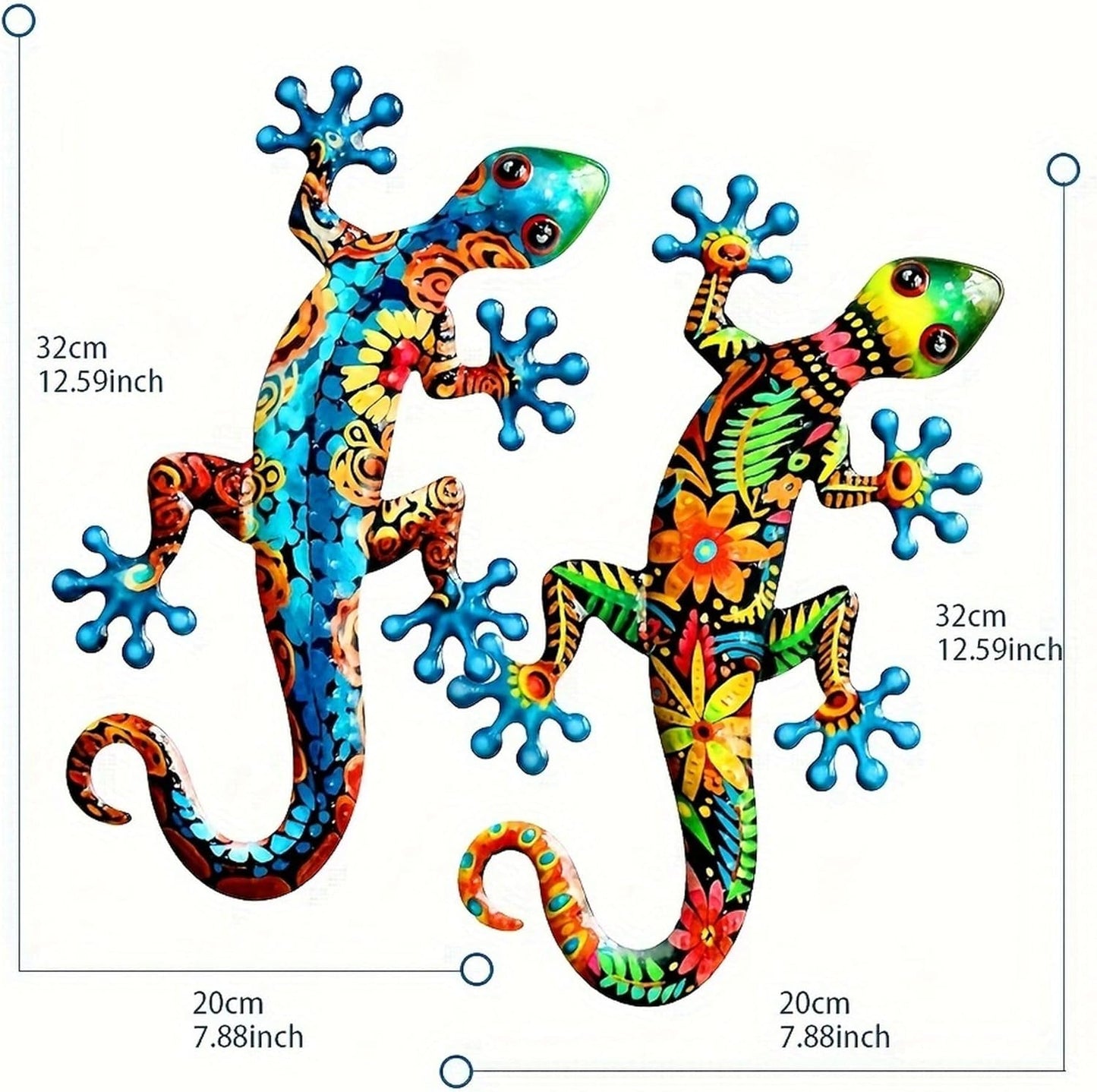 Metal Gecko Wall Art Outdoor Fence Decor Lizards Wall Decoration 2 Pack Suitable for Hanging in