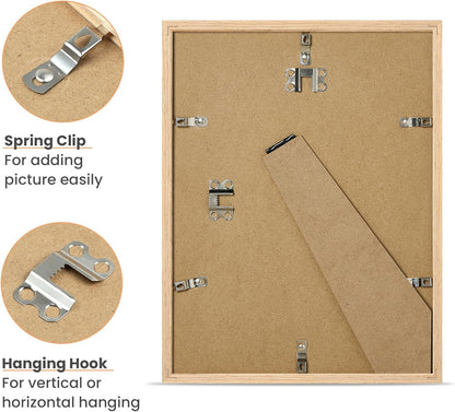 upsimples 9x12 Frame, Natural Solid Wooden Picture Frames, Display 6x8 with Mat or 9 x 12 Without