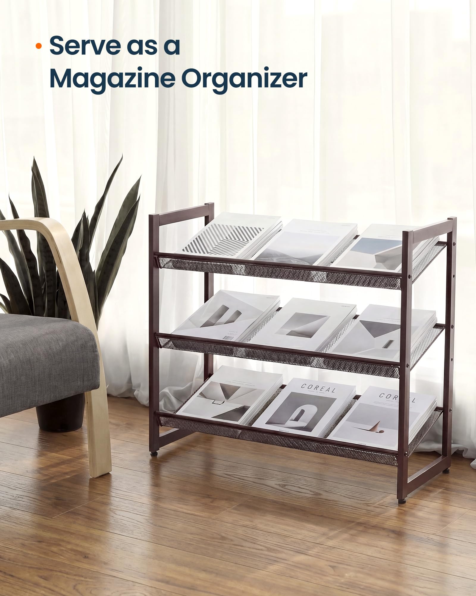 SONGMICS HOME 3-Tier Stackable Shoe Rack, Metal Shoe Organizer for Closet, Entryway, Garage, Flat