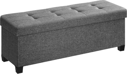 SONGMICS Storage Ottoman Bench, Foldable Foot Rest with Legs, 15 x 43 x 15.7 Inches, End of Bed