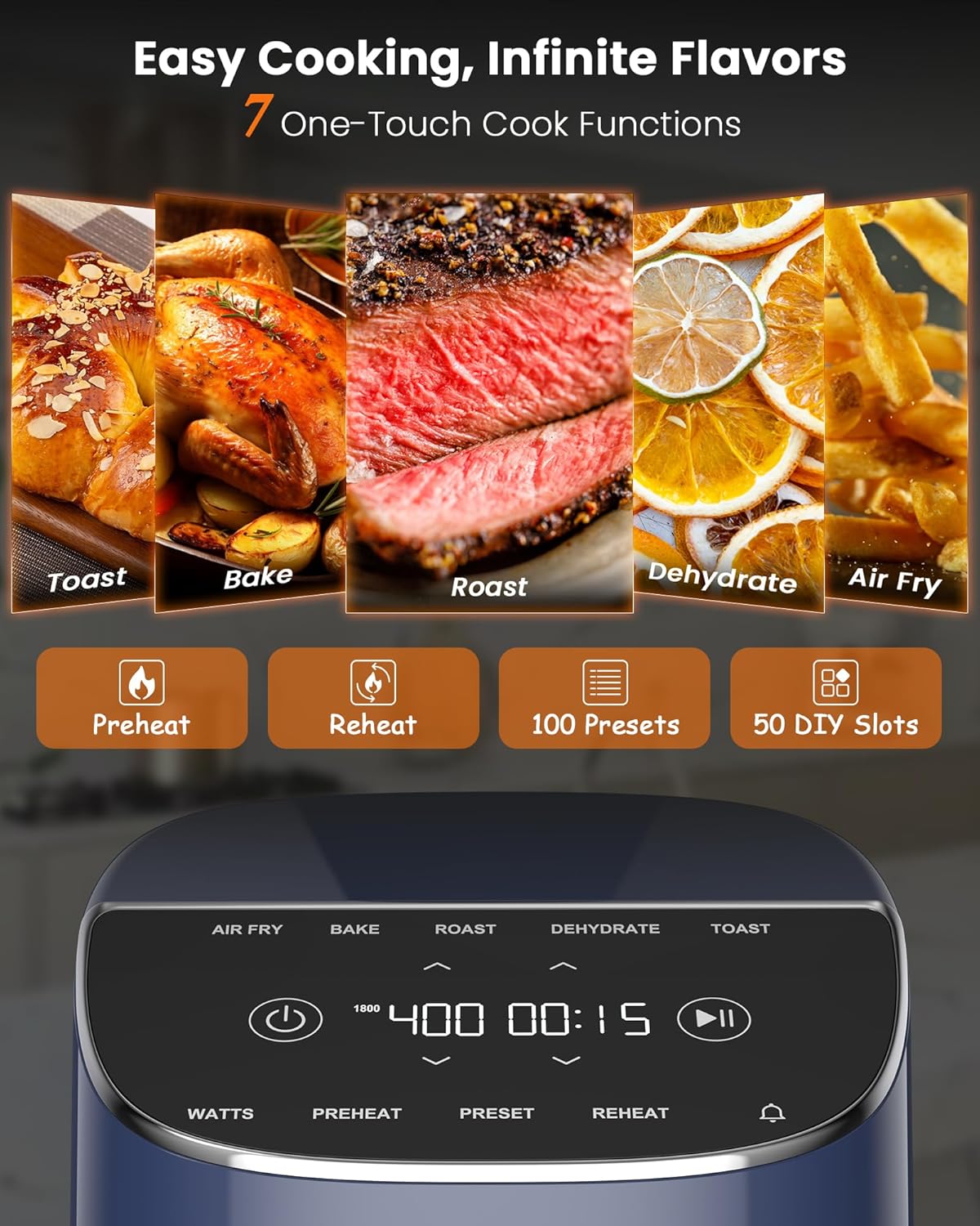 Nuwave Brio Plus Air Fryer 8 Qt, New & Improved, PFAS-FREE, 7 Digital One-Touch Cook Functions that