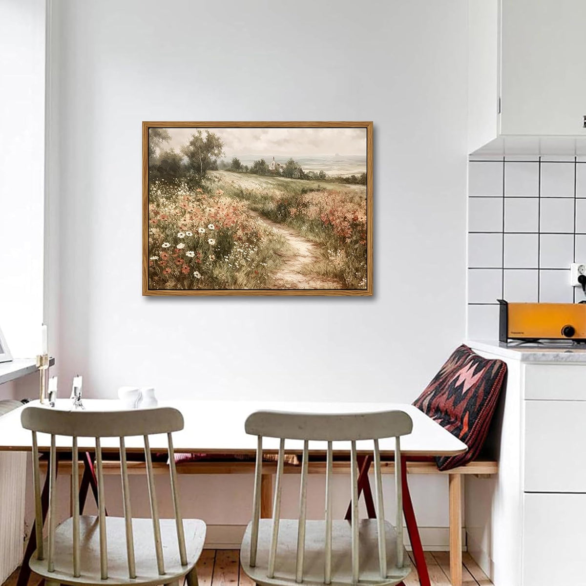 Vintage Framed Wall Art for Living Room – Vintage Wildflower Pictures Oil Paintings Canvas Prints