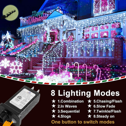 KNONEW 164FT 1600 LED Christmas Lights Outdoor Decoration White Timer 8Modes Hanging Fairy String