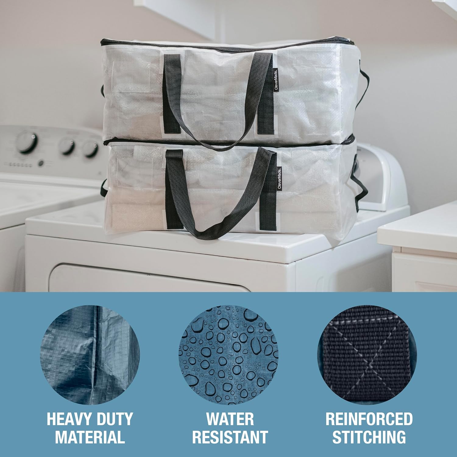 CleverMade Under Bed Storage Bag - Collapsible Storage for Shoes and Clothes Easy Use - Heavy Duty