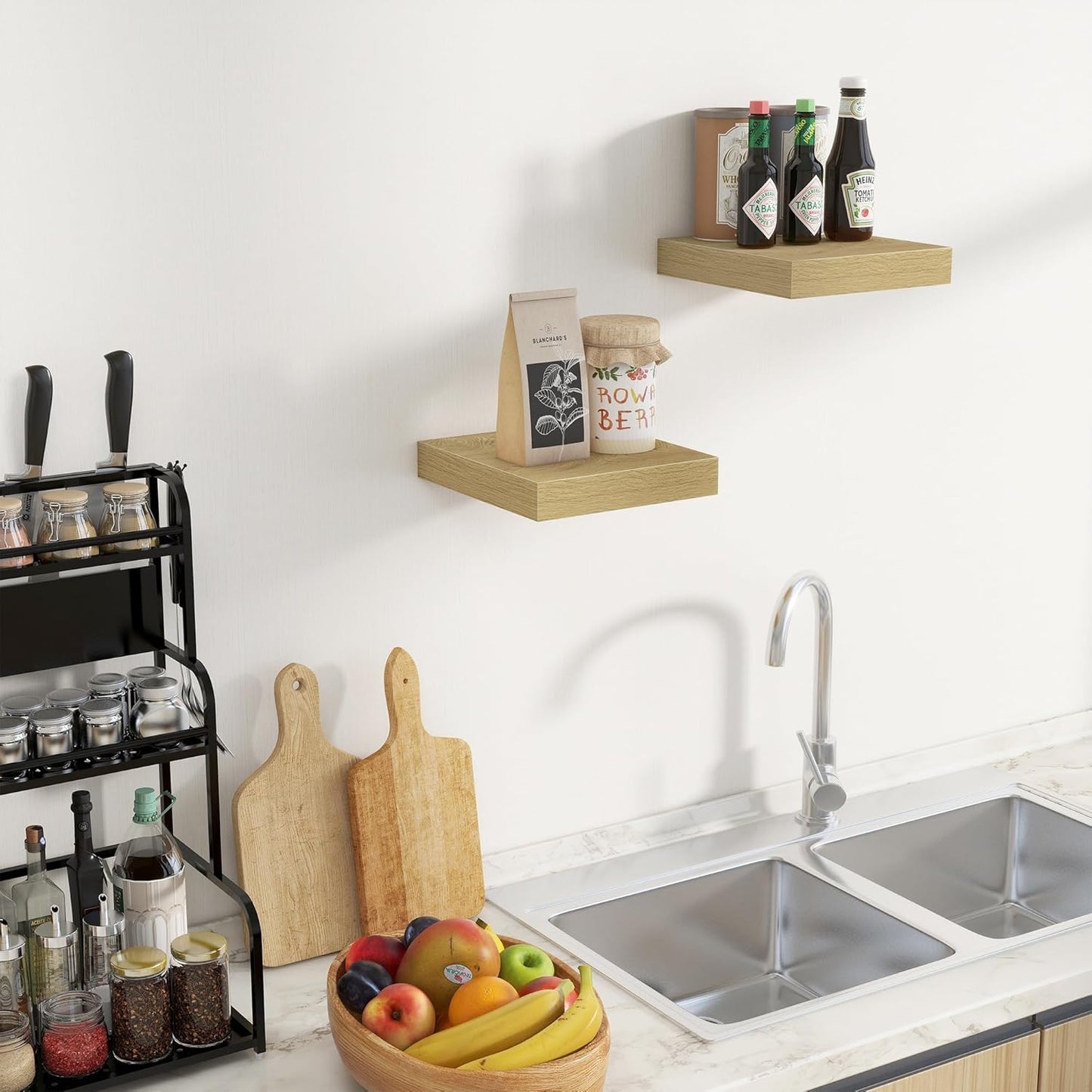 Fun Memories Floating Shelves for Wall - 10" x 10" Wood Shelf with Invisible Bracket - Deep