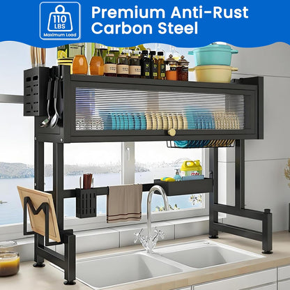 Dish Drying Rack, 3-Tier Over Sink Dish Drying Rack, 33.5" Over Sink Dish Rack for Small Kitchen