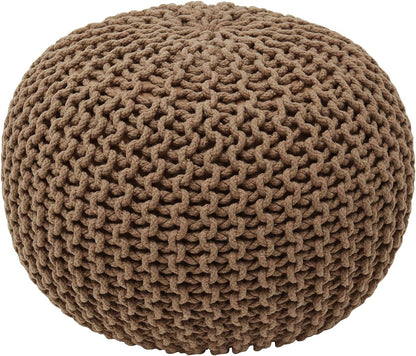 Ornavo Home Pouf Ottoman Foot Rest - 100% Cotton Pouffe - Hand Knitted Cable Braid Cord - Boho