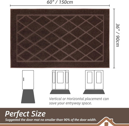 BEQHAUSE Dirt Trapper Door Mat 36" x 60", Doormat Non-Slip Entryway Rugs Washable, Dog Door Mat