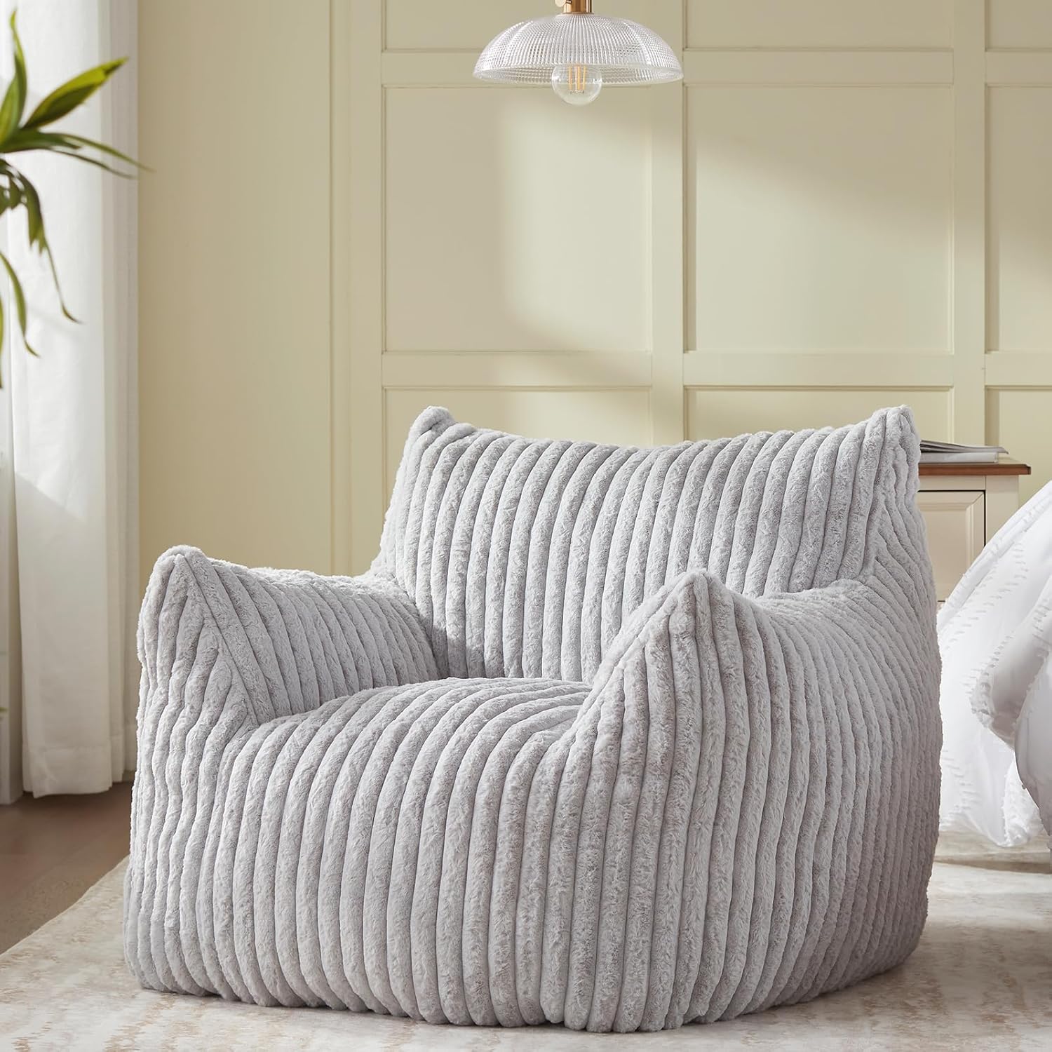 Giant Bean Bag Chairs for Adults Teens, Large Bean Bag Sofa Chairs with Filling Comfy Fuzzy BeanBag