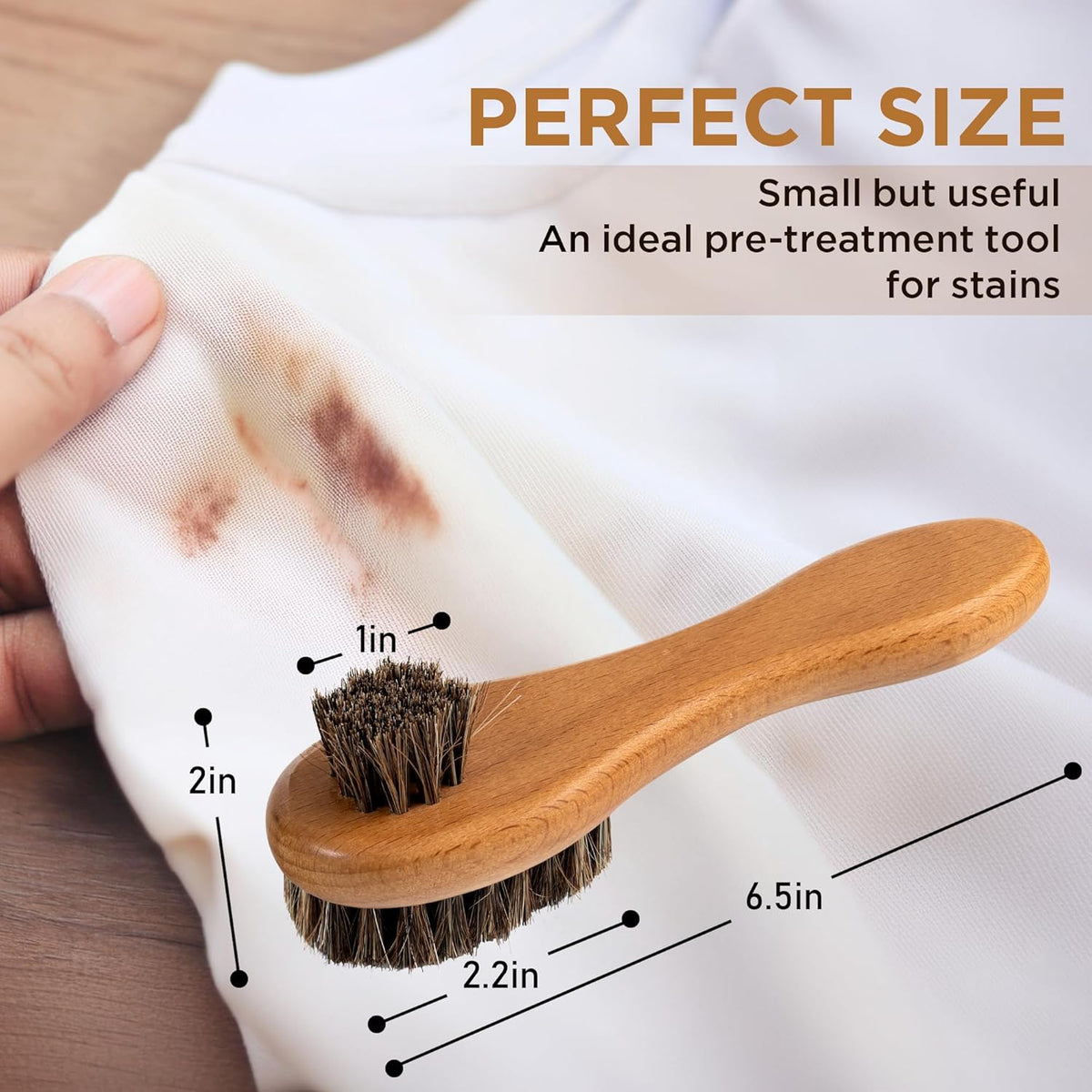 DUGATO Dual-Bristle Horsehair Laundry Stain Brush Set (2pcs) - Gentle & Tough Scrubbing for