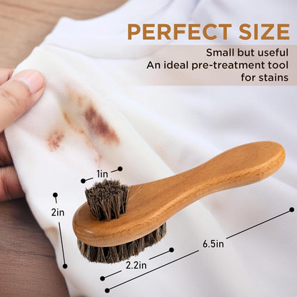 DUGATO Dual-Bristle Horsehair Laundry Stain Brush Set (2pcs) - Gentle & Tough Scrubbing for