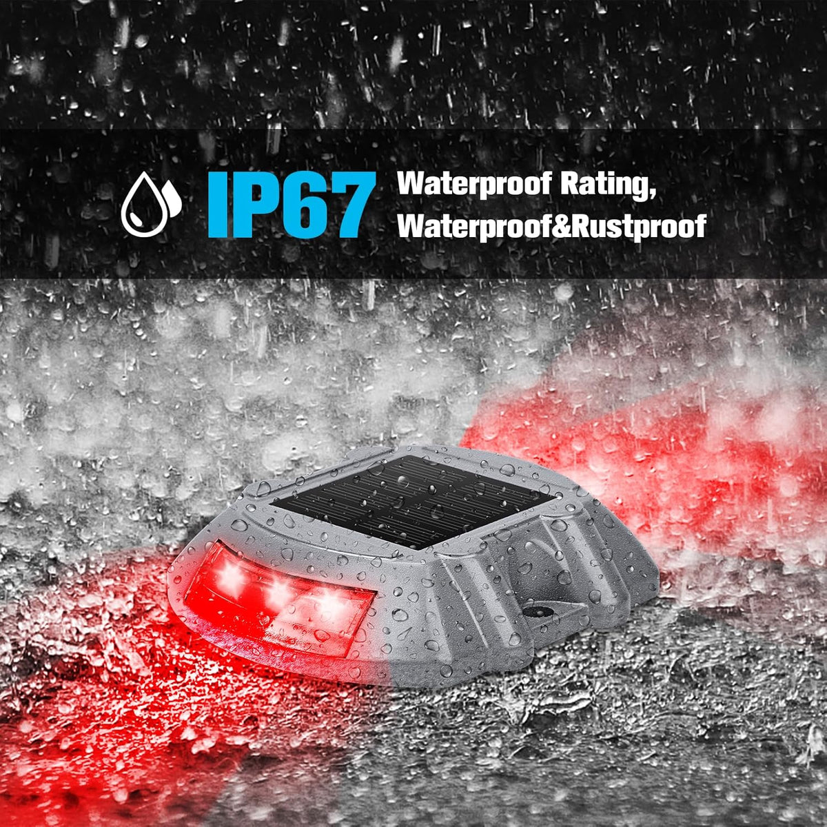 VOLISUN Christmas Solar Deck Lights Driveway Dock Lights, 4-Pack Led IP67 Waterproof Outdoor