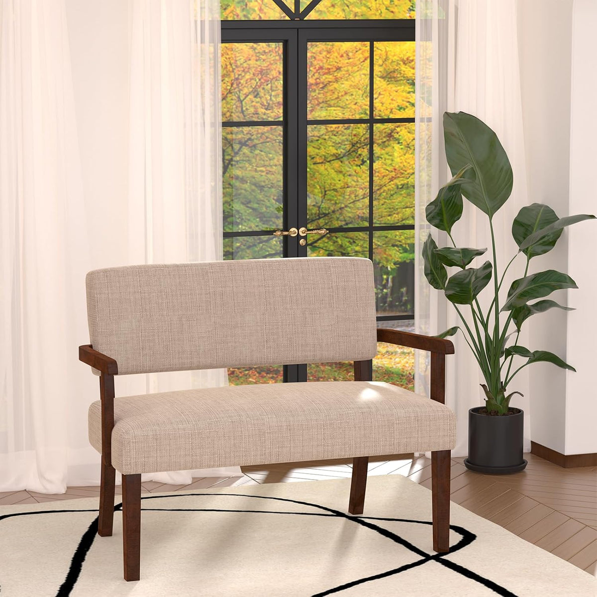 Accent Chair 2 Seat, Arm Chairs with Soft Seat and Armrests for Living Room, Love seat for Dining