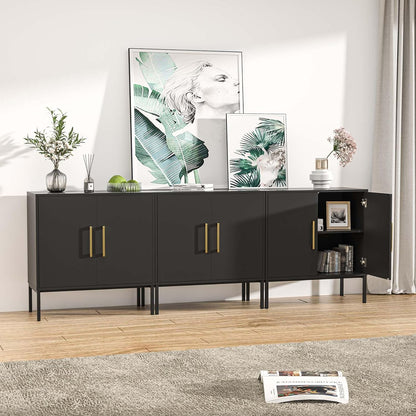 LYNSOM TV Stand for 85 Inch TV, Media Entertainment Center Console Table, 3 Cabinets, TV Console