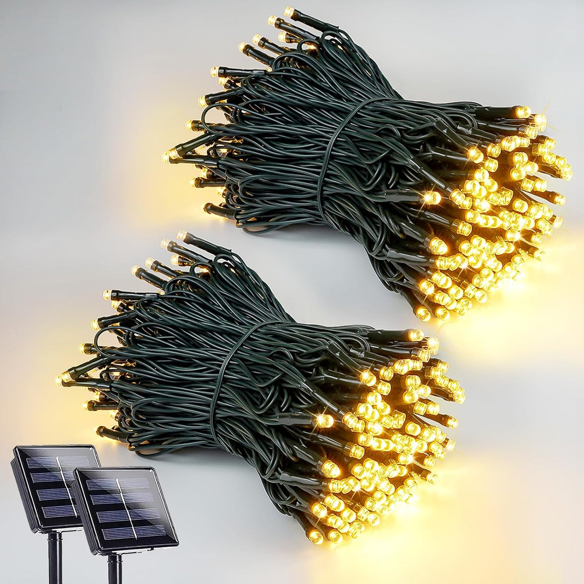 2 Pack 200 LED Solar String Lights for Outside, Solar Christmas Lights Outdoor Waterproof, Solar