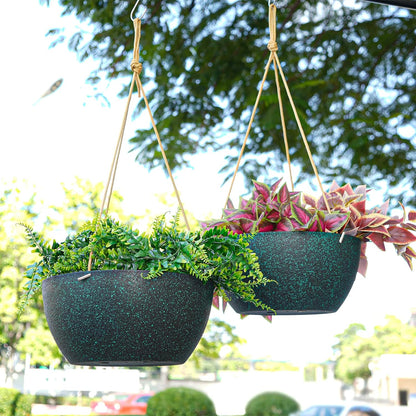 12 Inch 2 Pack Large Hanging Planters for Indoor Outdoor Plants, Plastic Hanging Basket Pots for