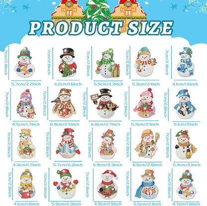 Tondiamo 20 Pcs Christmas Diamond Painting Keychain Kits 5D DIY Diamond Art Pendants Double Sided