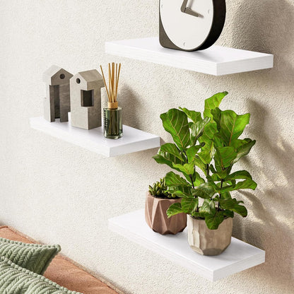 BAYKA Floating Shelves for Wall – Rustic Wood Wall Shelves with Metal Brackets for Bathroom