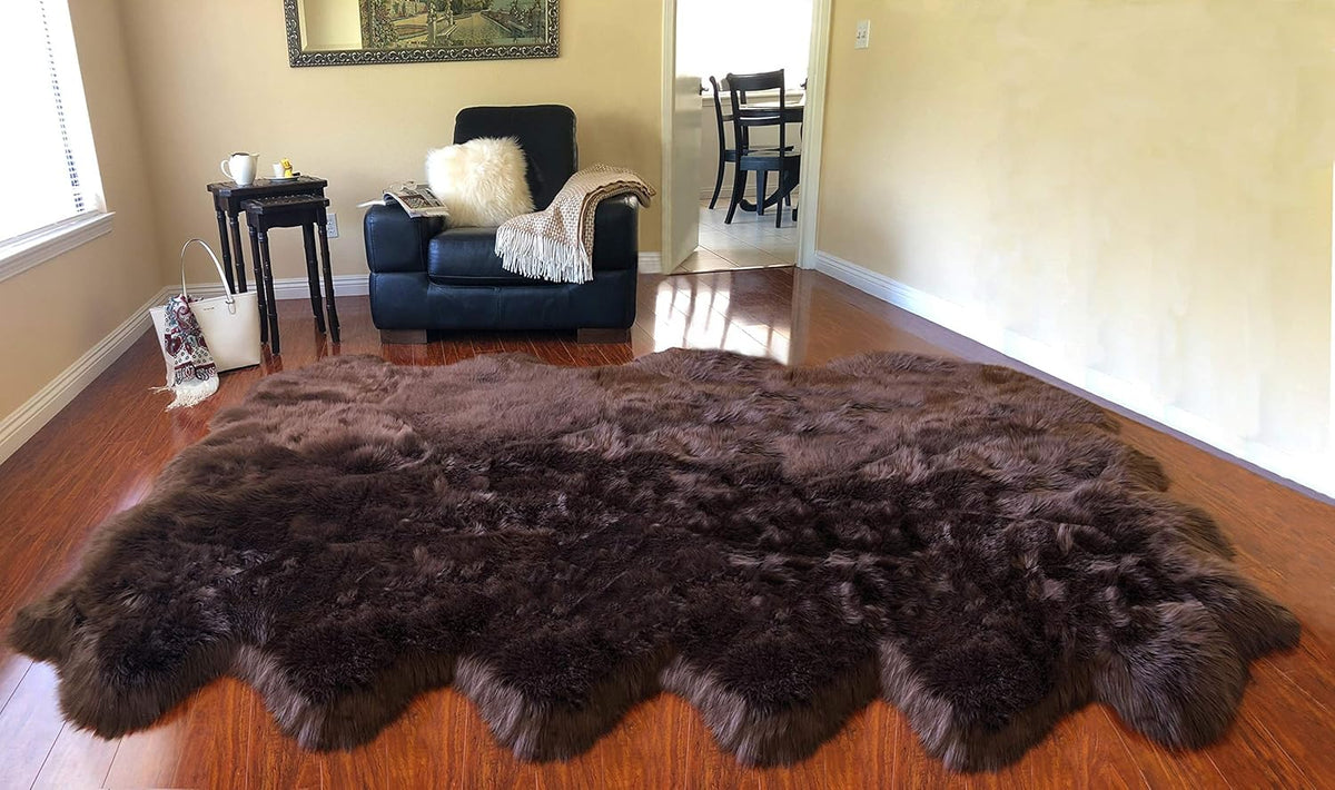 LAMBZY Faux Sheepskin Hypoallergenic Free Shape Silky Shag Rug, Luxury Shaggy Silky Plush Carpet