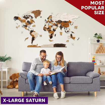 HYPERI Multilayered 3D Wooden World Map Wall Decor, Wood Art Wall Decor, Mapa Mundi Para Pared