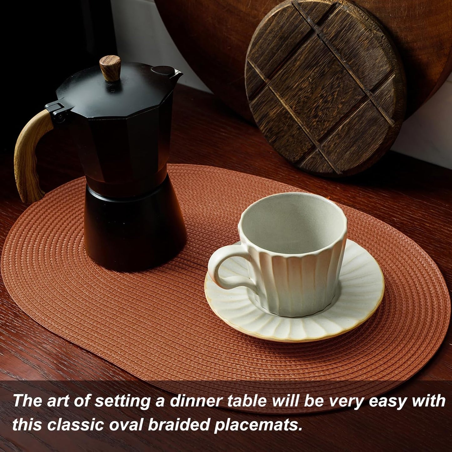 AHHFSMEI Placemats Set of 6 for Dining Table Washable Woven Vinyl Non-Slip 18x12 inches Placemat