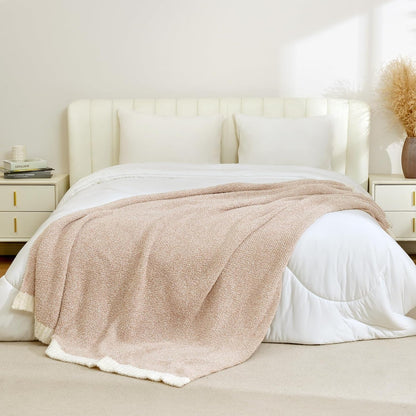 Snuggle Sac Twin XL Bed Blanket 66x90 inches, Super Soft Warm Beige Blankets for Bed, Living Room