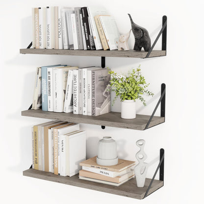 Heimlove Floating Shelves for Wall 24 Inches,8 Inches Deep Wall Bookshelf Mounted Display&Storage