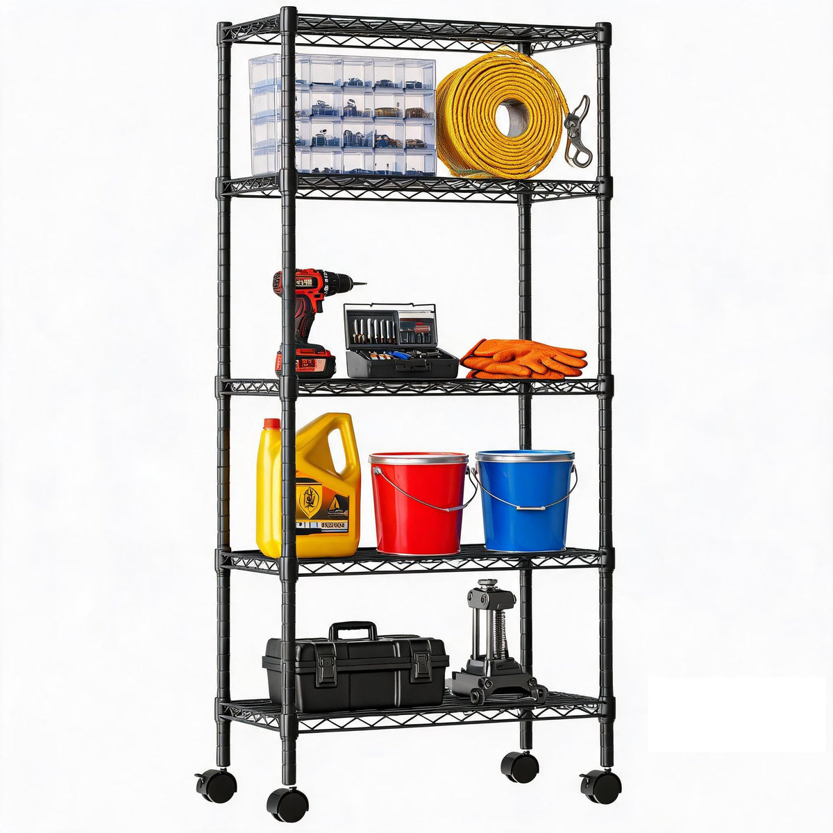 DUMOS Metal Storage Shelves, Wire Shelving, 5 Tiers Shelves, 23.2" W
