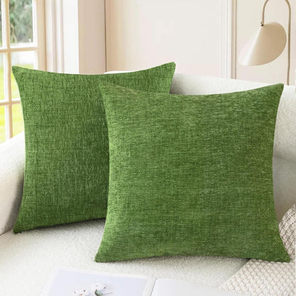 CaliTime Throw Pillow Covers Decorative 18 X 18 Inches Pack of 2 Cozy Chenille Cushion Cases for