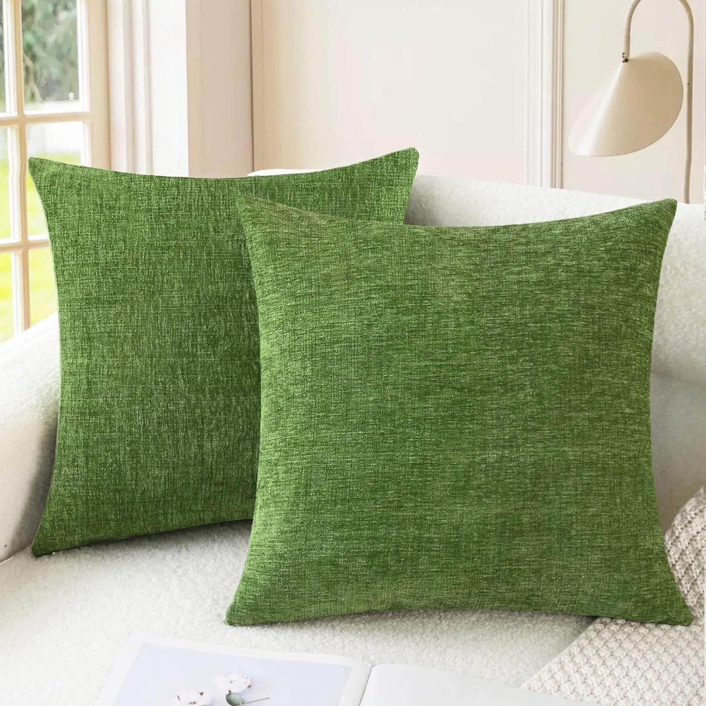 CaliTime Throw Pillow Covers Decorative 20 X 20 Inches Pack of 2 Cozy Chenille Cushion Cases for