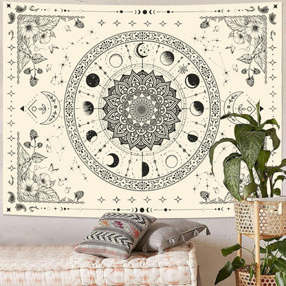 Lunerfex Mandala Moon Tapestry Boho Tapestry for Bedroom Black and White Tapestries Wall Hanging