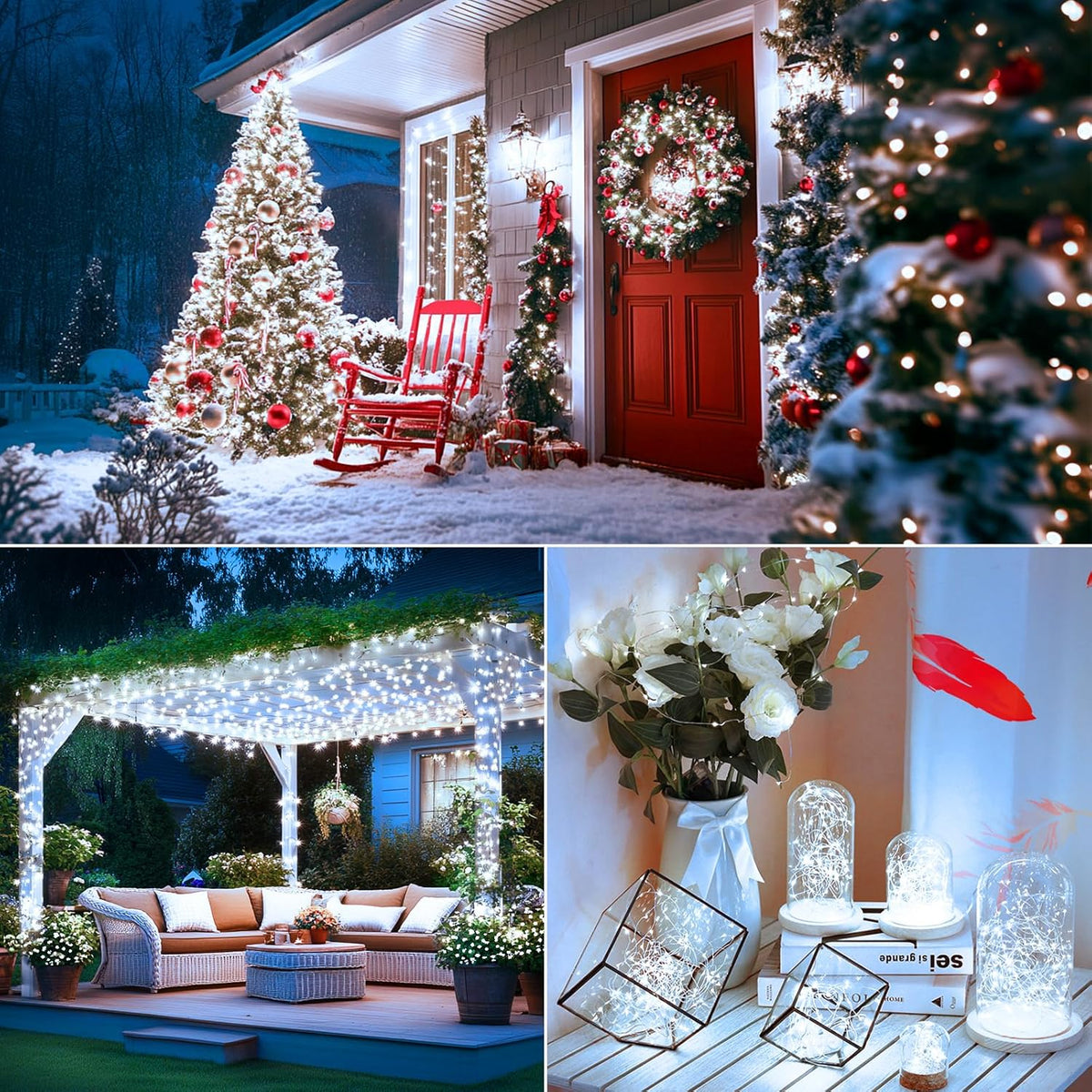 Brightever Outdoor String Lights Solar Powered, 2-Pack Total 80FT 200LED Solar Fairy Lights for