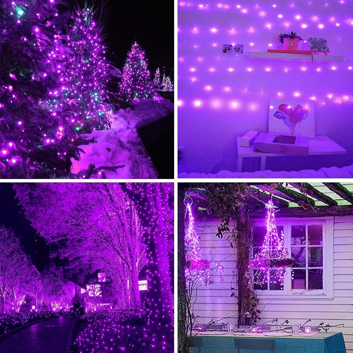 Purple Halloween Solar String Lights Outdoor, 2-Pack 80FT 200LED Solar Twinkle Light Waterproof