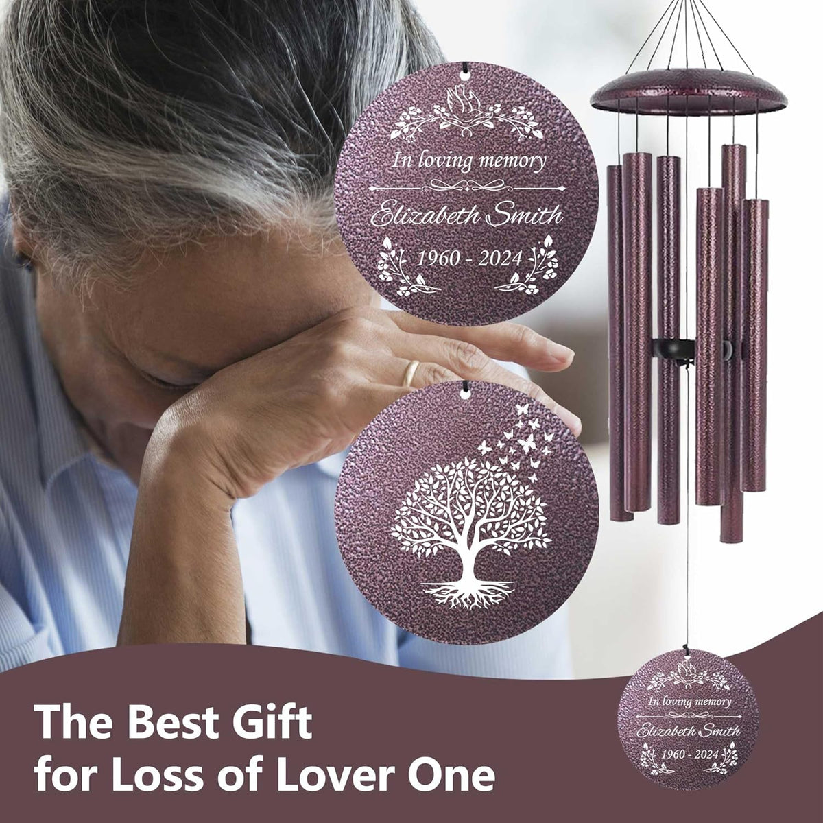 ASTARIN Memorial Wind Chimes Personalized, Bereavement Condolence Gifts for Loss of Mother Husband