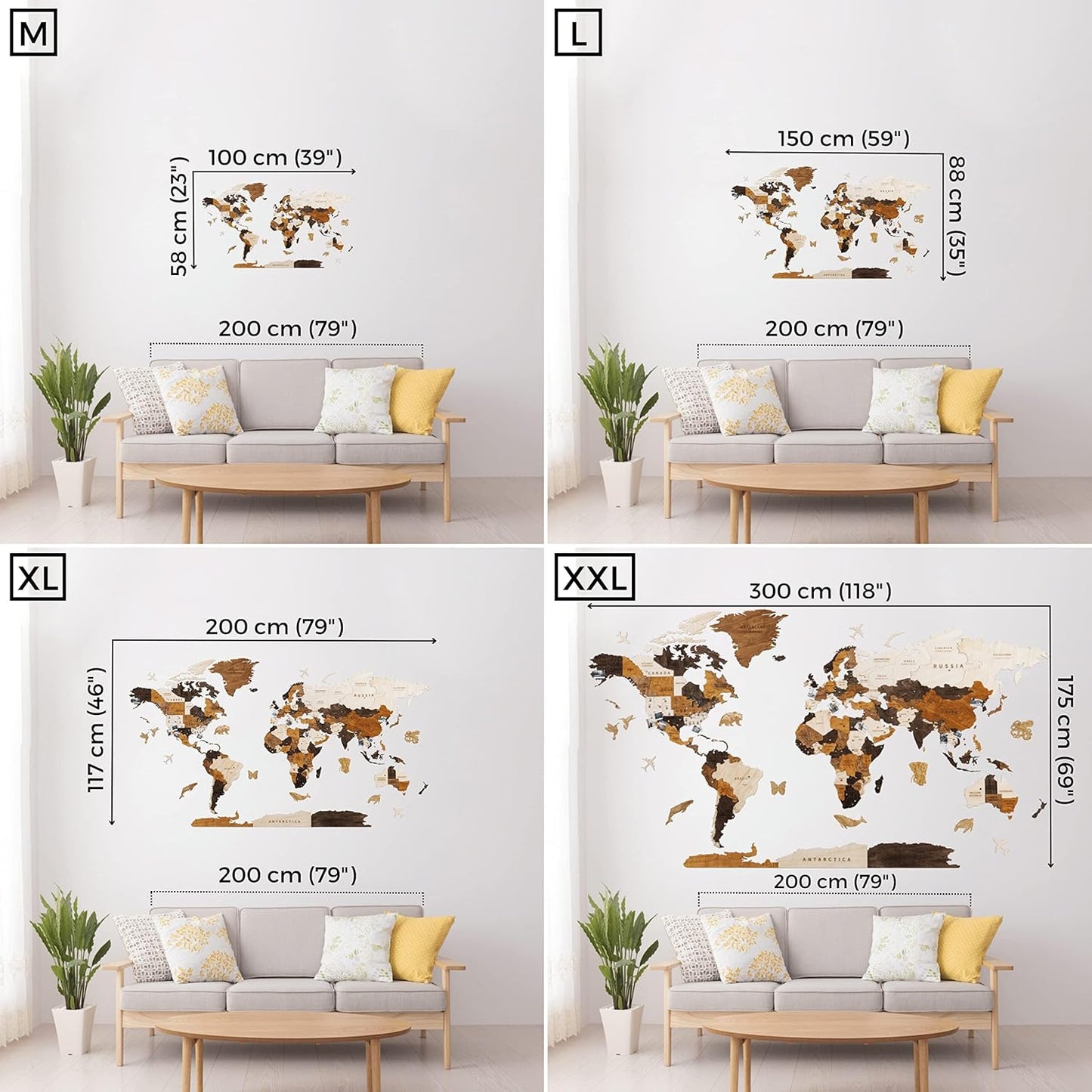 HYPERI Multilayered 3D Wooden World Map Wall Decor, Wood Art Wall Decor, Mapa Mundi Para Pared